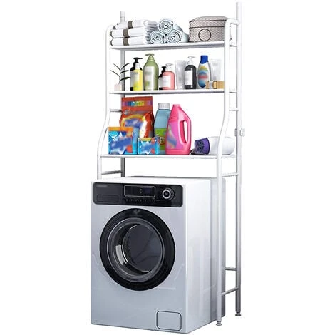 Meuble WC Ou Machine à Laver- Étagère De Salle De Bains 3 étagères-68x160x25cm(LxHxP) 4 Meuble WC Ou Machine à Laver- Étagère De Salle De Bains 3 étagères-68x160x25cm(LxHxP) – Image 2