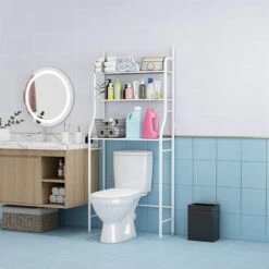 Meuble WC Ou Machine à Laver- Étagère De Salle De Bains 3 étagères-68x160x25cm(LxHxP) 10 Meuble WC Ou Machine à Laver- Étagère De Salle De Bains 3 étagères-68x160x25cm(LxHxP) -Songmics Soldes Magasin 54404253 4