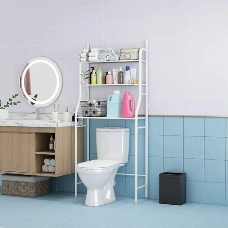 Meuble WC Ou Machine à Laver- Étagère De Salle De Bains 3 étagères-68x160x25cm(LxHxP) 6 Meuble WC Ou Machine à Laver- Étagère De Salle De Bains 3 étagères-68x160x25cm(LxHxP) – Image 4