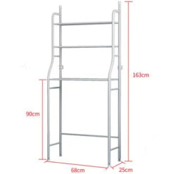 Meuble WC Ou Machine à Laver- Étagère De Salle De Bains 3 étagères-68x160x25cm(LxHxP) 11 Meuble WC Ou Machine à Laver- Étagère De Salle De Bains 3 étagères-68x160x25cm(LxHxP) -Songmics Soldes Magasin 54404253 5