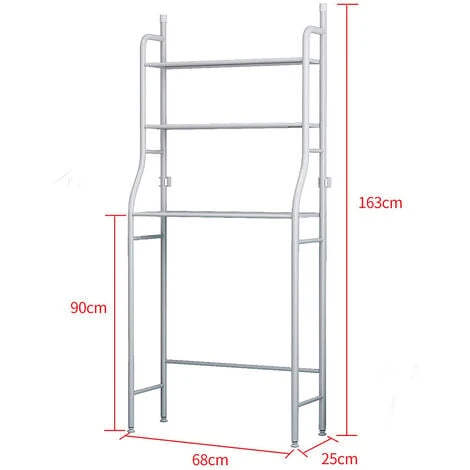 Meuble WC Ou Machine à Laver- Étagère De Salle De Bains 3 étagères-68x160x25cm(LxHxP) 7 Meuble WC Ou Machine à Laver- Étagère De Salle De Bains 3 étagères-68x160x25cm(LxHxP) – Image 5