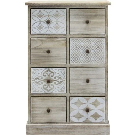 Rebecca Mobili Commode Chiffonier 8 Tiroirs Bois Beige Blanc Entrée 80,5x53,5x25 3 Rebecca Mobili Commode Chiffonier 8 Tiroirs Bois Beige Blanc Entrée 80,5x53,5x25