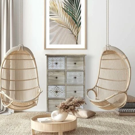 Rebecca Mobili Commode Chiffonier 8 Tiroirs Bois Beige Blanc Entrée 80,5x53,5x25 4 Rebecca Mobili Commode Chiffonier 8 Tiroirs Bois Beige Blanc Entrée 80,5x53,5x25 – Image 2