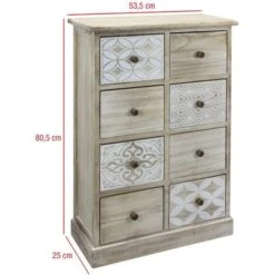 Rebecca Mobili Commode Chiffonier 8 Tiroirs Bois Beige Blanc Entrée 80,5x53,5x25 9 Rebecca Mobili Commode Chiffonier 8 Tiroirs Bois Beige Blanc Entrée 80,5x53,5x25 -Songmics Soldes Magasin 54571072 3