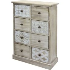 Rebecca Mobili Commode Chiffonier 8 Tiroirs Bois Beige Blanc Entrée 80,5x53,5x25 10 Rebecca Mobili Commode Chiffonier 8 Tiroirs Bois Beige Blanc Entrée 80,5x53,5x25 -Songmics Soldes Magasin 54571072 4