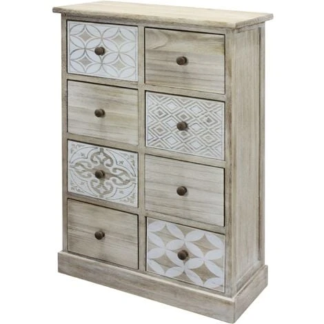 Rebecca Mobili Commode Chiffonier 8 Tiroirs Bois Beige Blanc Entrée 80,5x53,5x25 6 Rebecca Mobili Commode Chiffonier 8 Tiroirs Bois Beige Blanc Entrée 80,5x53,5x25 – Image 4