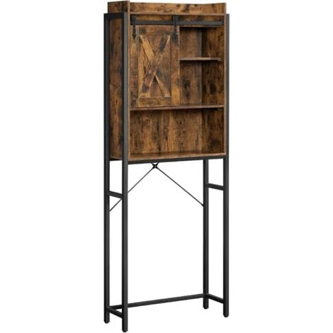 Étagère WC, Meuble De Rangement Pour Toilettes, Pour Machine à Laver, Placard, Cadre En Acier, Stable, Montage Facile, Style Industriel, 64 X 23,5 X 170 Cm, Marron Rustique Et Noir Par SONGMICS BTS003 3 Étagère WC, Meuble De Rangement Pour Toilettes, Pour Machine à Laver, Placard, Cadre En Acier, Stable, Montage Facile, Style Industriel, 64 X 23,5 X 170 Cm, Marron Rustique Et Noir Par SONGMICS BTS003