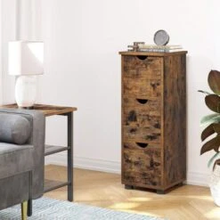 VASAGLE Meuble De Salle De Bain, Armoire De Rangement, Tour à 3 Tiroirs, Placard 3 Niveaux, Colonne, 30 X 30 X 80 Cm, Pour Salle De Bain, Salon, Chambre, Cuisine, Marron Rustique Par SONGMICS BBK150X0 -Songmics Soldes Magasin 54705524 3