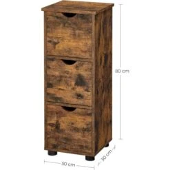 VASAGLE Meuble De Salle De Bain, Armoire De Rangement, Tour à 3 Tiroirs, Placard 3 Niveaux, Colonne, 30 X 30 X 80 Cm, Pour Salle De Bain, Salon, Chambre, Cuisine, Marron Rustique Par SONGMICS BBK150X0 -Songmics Soldes Magasin 54705524 5