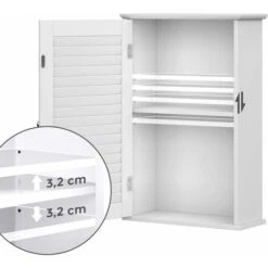 Songmics Meuble Mural Pour Salle De Bains, Avec Étagère Réglable Et Porte à Persienne, 40 X 16 X 60 Cm, Ligneux, Blanc -Songmics Soldes Magasin 54705525 4