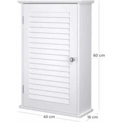 Songmics Meuble Mural Pour Salle De Bains, Avec Étagère Réglable Et Porte à Persienne, 40 X 16 X 60 Cm, Ligneux, Blanc -Songmics Soldes Magasin 54705525 5