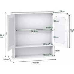 COSTWAY Armoire De Salle De Bain/Meuble De Salle De Bain Mural Avec 2 Portes à Miroir, 3 Etagères Avec Hauteur Ajustable, 56,5 X 13,5 X 58,5 Cm, Blanc 10 COSTWAY Armoire De Salle De Bain/Meuble De Salle De Bain Mural Avec 2 Portes à Miroir, 3 Etagères Avec Hauteur Ajustable, 56,5 X 13,5 X 58,5 Cm, Blanc -Songmics Soldes Magasin 55461595 4