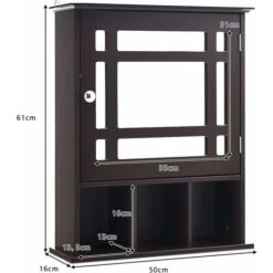 COSTWAY Armoire De Salle De Bain Murale Avec Miroir Impérméable Fait En MDF Avec 2 Etagères Réglables Et 3 Compartiments Marron 10 COSTWAY Armoire De Salle De Bain Murale Avec Miroir Impérméable Fait En MDF Avec 2 Etagères Réglables Et 3 Compartiments Marron -Songmics Soldes Magasin 55465151 4