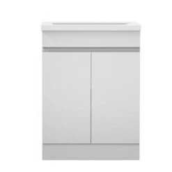 Acezanble 500(L)x385(W)x840(H)mm Meuble Blanc Au Sol, Meuble De Salle De Bain Avec Vasque, 2 Portes
