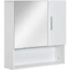 Armoire Murale Miroir De Salle De Bain - 2 Portes, étagères, Niche - Dim. 54L X 15,2l X 55,3H Cm - MDF Blanc