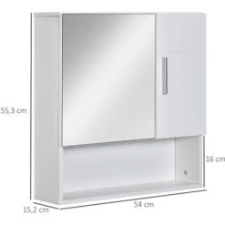 Armoire Murale Miroir De Salle De Bain - 2 Portes, étagères, Niche - Dim. 54L X 15,2l X 55,3H Cm - MDF Blanc -Songmics Soldes Magasin 56841959 3
