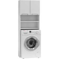 COMO - Meuble Pour Machine à Laver - 64x183x30cm - Rangement Espace Buanderie Lave Linge Salle De Bains - Style Moderne