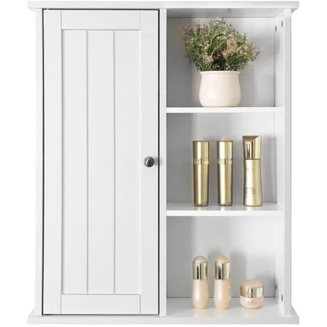 VASAGLE Armoire De Salle De Bains Armoire Murale Armoire à Pharmacie Etagères Rangement 1 Porte Et Des étagères 1 Paroi Réglable Sans Miroir Couleur Blanche Par SONGMICS BBC20WT 5 VASAGLE Armoire De Salle De Bains Armoire Murale Armoire à Pharmacie Etagères Rangement 1 Porte Et Des étagères 1 Paroi Réglable Sans Miroir Couleur Blanche Par SONGMICS BBC20WT – Image 3