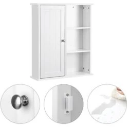 VASAGLE Armoire De Salle De Bains Armoire Murale Armoire à Pharmacie Etagères Rangement 1 Porte Et Des étagères 1 Paroi Réglable Sans Miroir Couleur Blanche Par SONGMICS BBC20WT 10 VASAGLE Armoire De Salle De Bains Armoire Murale Armoire à Pharmacie Etagères Rangement 1 Porte Et Des étagères 1 Paroi Réglable Sans Miroir Couleur Blanche Par SONGMICS BBC20WT -Songmics Soldes Magasin 5725944 4