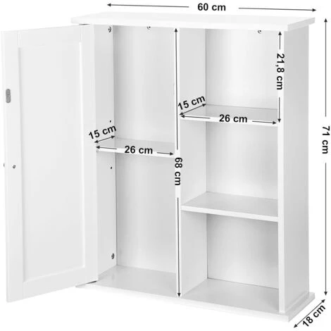 VASAGLE Armoire De Salle De Bains Armoire Murale Armoire à Pharmacie Etagères Rangement 1 Porte Et Des étagères 1 Paroi Réglable Sans Miroir Couleur Blanche Par SONGMICS BBC20WT 7 VASAGLE Armoire De Salle De Bains Armoire Murale Armoire à Pharmacie Etagères Rangement 1 Porte Et Des étagères 1 Paroi Réglable Sans Miroir Couleur Blanche Par SONGMICS BBC20WT – Image 5