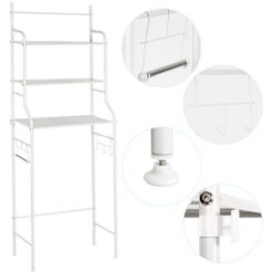 Etagère De Salle De Bain Meuble De Rangement Au-Dessus Des Toilettes WC,Blanc -Songmics Soldes Magasin 57342323 2