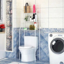 Etagère De Salle De Bain Meuble De Rangement Au-Dessus Des Toilettes WC,Blanc -Songmics Soldes Magasin 57342323 3