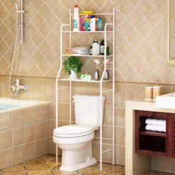 Etagère De Salle De Bain Meuble De Rangement Au-Dessus Des Toilettes WC,Blanc -Songmics Soldes Magasin 57342323 4
