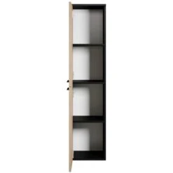 Armoire De Rangement De Saturnus Hauteur 130 Cm Noir Avec Chene - Meuble De Rangement Haut Placard Armoire Colonne -Songmics Soldes Magasin 57593878 3