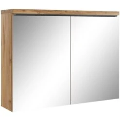 Meuble A Miroir Paso 80 X 60 Cm Chene - Miroir Armoire Miroir Salle De Bains Verre Armoire De Rangement
