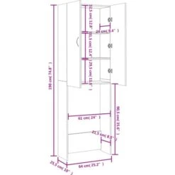 Meuble Pour Machine à Laver Chêne Fumé 64x25,5x190 Cm VidaXL -Songmics Soldes Magasin 58740598 3