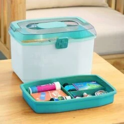 Medikamentenbox, BR-Life Familien-Erste-Hilfe-Box, Aufbewahrungsbox, Tragbarer Medizinschrank, 2 Schichten Mit Mini-Pillenbox -Songmics Soldes Magasin 60070213 5