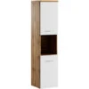 Armoire De Rangement De Montreal Hauteur 131 Cm Chene Avec Blanc - Meuble De Rangement Haut Placard Armoire Colonne -Songmics Soldes Magasin 65176685 1
