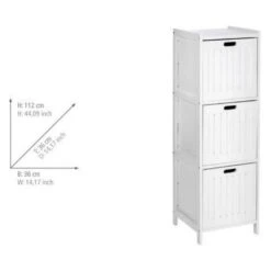 WENKO Meuble Salle De Bain Oslo Avec 3 Tiroirs De Rangement, Bois Verni Blanc, 36x112x36 Cm, Blanc 9 WENKO Meuble Salle De Bain Oslo Avec 3 Tiroirs De Rangement, Bois Verni Blanc, 36x112x36 Cm, Blanc -Songmics Soldes Magasin 6579991 4