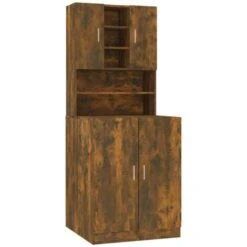 Armoire De Machine à Laver Chêne Fumé Bois D’ingénierie VidaXL