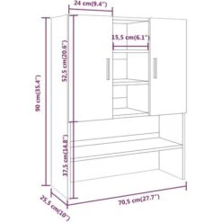Armoire De Machine à Laver Chêne Fumé Bois D’ingénierie VidaXL -Songmics Soldes Magasin 67892404 3
