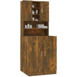 Armoire De Machine à Laver Chêne Fumé Bois D’ingénierie VidaXL -Songmics Soldes Magasin 67892404 5