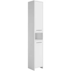 Armoire De Rangement De Nemo Hauteur 167 Cm Blanc Brillant - Meuble De Rangement Haut Placard Armoire Colonne