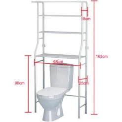 Meuble WC Ou Machine à Laver Étagère De Salle De Bains 3 étagères Avec Porte Serviettes 68x163x25cm(LxHxP) Blanc -Songmics Soldes Magasin 69507901 4