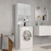 Meuble Machine à Laver | Meuble Pour WC Blanc Brillant 64x25,5x190 Cm 57548 -Songmics Soldes Magasin 70591491 1