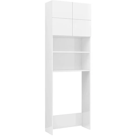 Meuble Machine à Laver | Meuble Pour WC Blanc Brillant 64x25,5x190 Cm 57548 4 Meuble Machine à Laver | Meuble Pour WC Blanc Brillant 64x25,5x190 Cm 57548 – Image 2