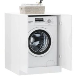 Meuble Machine à Laver | Meuble Pour WC Blanc Brillant 71x71,5x91,5 Cm 58091 -Songmics Soldes Magasin 70591948 5