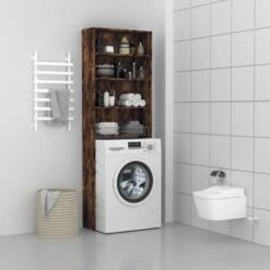 Meuble Machine à Laver | Meuble Pour WC Chêne Fumé 64x24x190 Cm 12009