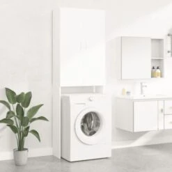 Meuble Machine à Laver | Meuble Pour WC Blanc 64x25,5x190 Cm 87319
