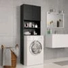 Meuble Machine à Laver | Meuble Pour WC Noir 64x25,5x190 Cm Bois D'ingénierie 26879 -Songmics Soldes Magasin 70592225 1
