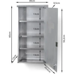 Jago® Armoire à Pharmacie Murale - 3 Étagères, 4 Compartiments, Serrure, 2 Clés, 30x12x60cm, Acier Inoxydable - Meuble à Pharmacie, Armoire Médicaments, Premiers Secours, Salle De Bain 11 Jago® Armoire à Pharmacie Murale - 3 Étagères, 4 Compartiments, Serrure, 2 Clés, 30x12x60cm, Acier Inoxydable - Meuble à Pharmacie, Armoire Médicaments, Premiers Secours, Salle De Bain -Songmics Soldes Magasin 74549079 5