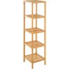 Étagère En Bambou 5 Niveaux 33x33x141cm - étagère Murale Colonne, Meuble De Rangement, étagère De Salle De Bain