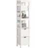 Meuble Colonne De Salle De Bain Armoire Toilette Haute – 4 étagères Et 2 Tiroirs- Blanc SoBuy® FRG126-W -Songmics Soldes Magasin 7927842 1