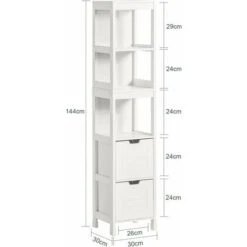 Meuble Colonne De Salle De Bain Armoire Toilette Haute – 4 étagères Et 2 Tiroirs- Blanc SoBuy® FRG126-W -Songmics Soldes Magasin 7927842 3