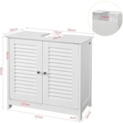 Meuble Sous-Lavabo Meuble De Salle De Bain Vasque - 2 Portes Et 2 étages à L’intérieur -Blanc SoBuy® FRG237-W -Songmics Soldes Magasin 7927854 3