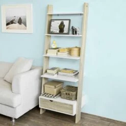 Bibliothèque Étagère De Rangement 5 étagères Avec 1 Tiroir Modern – L65xP40xH179cm FRG112-WN SoBuy® -Songmics Soldes Magasin 8039453 2